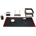 Burgundy Red 10-Piece Contemporary Leather Desk Set